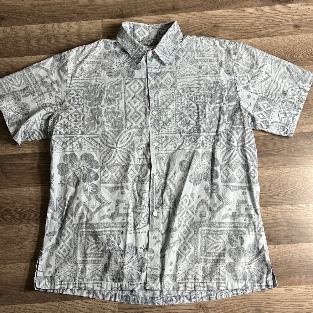 VTG Kole Kole Hawaiian Shirt‎ Mens XL Short Sleeve Button Geometric Floral Faded